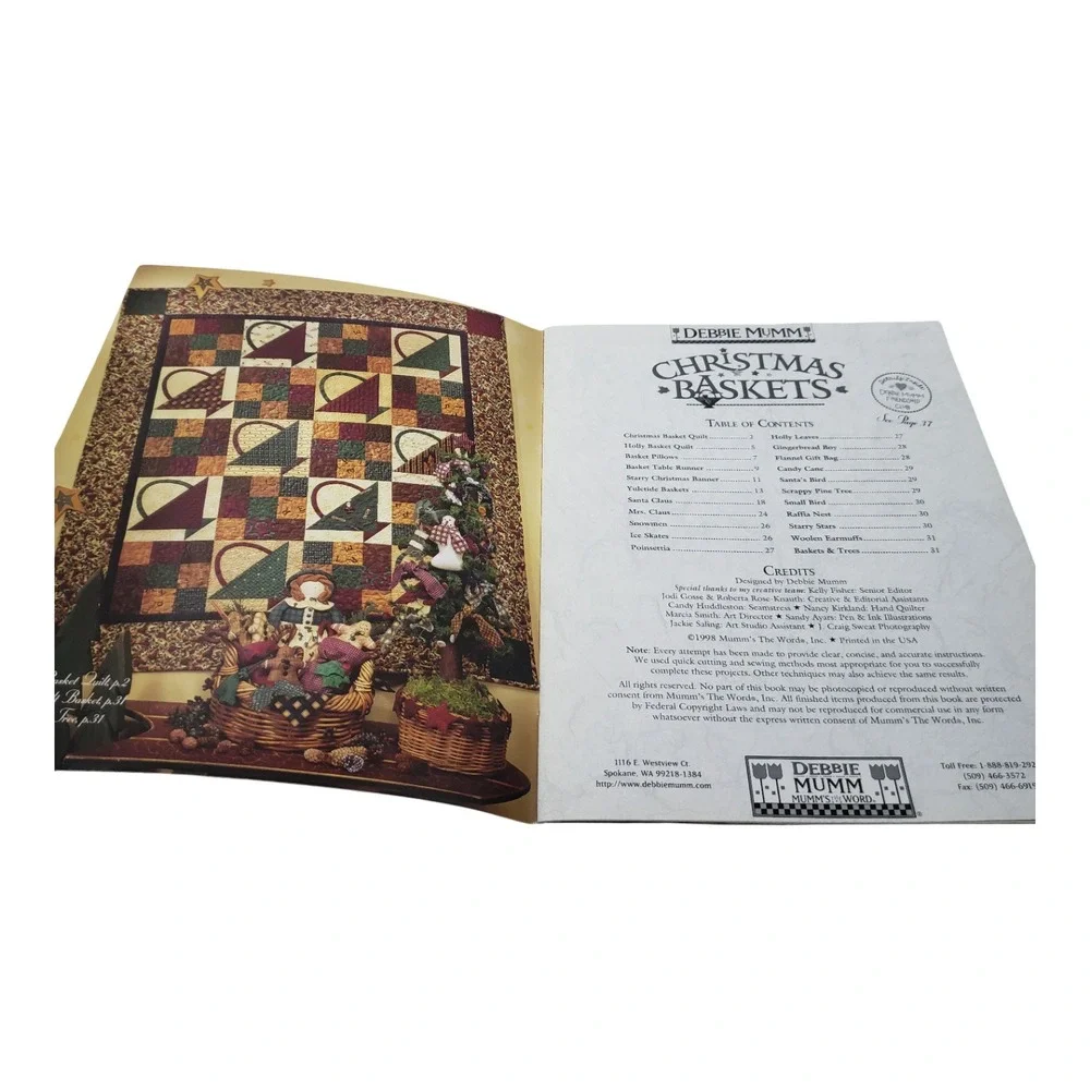 Debbie Mumm Christmas Baskets Quilt Pattern Book 1998 Holiday Folk Art BK-16